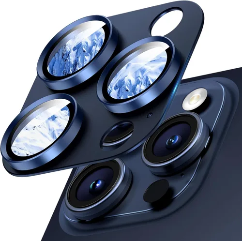 Vista 25 de Protector de lente de cámara para iPhone 15/iPhone 15 Plus/iPhone 14/iPhone 14 Plus, pantalla de cubierta de cámara de vidrio templado de aleación