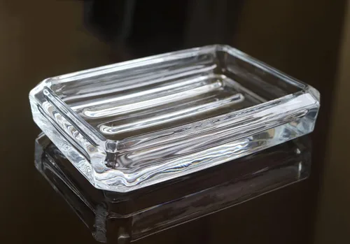 Vista 2 de Jabonera de vidrio transparente, soporte para jabón pesado para baño, fregadero y cocina