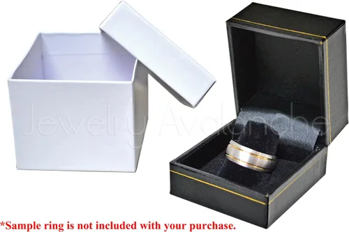 Vista 2 de Anillo de tungsteno de zafiro azul de corte princesa solitario Anillo de boda de tungsteno para hombre Anillo de carburo de tungsteno acanalado