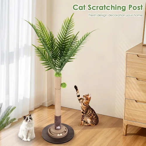 Vista 6 de Rascador para gatos, torre de árbol para gatos de 35 pulgadas de alto con bola colgante para gatos de interior y adultos, palma de areca, cuerda