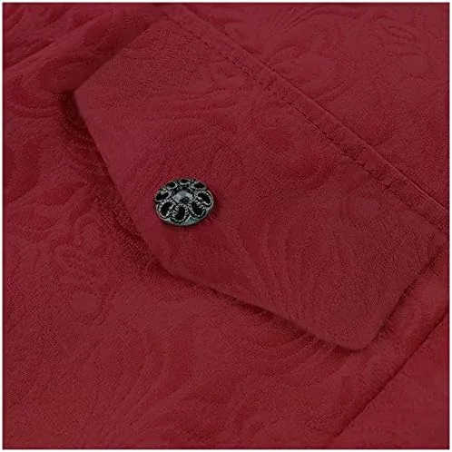 Vista 4 de Chaqueta steampunk para hombre, abrigo gótico, uniforme de Halloween (rojo 1, XL), Rojo 1