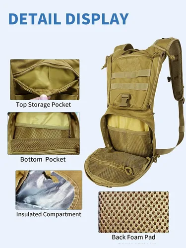 Vista 4 de SMONT Mochila táctica Molle de hidratación de agua para correr, ligera con vejiga de agua de 2.5 L para hombres que caminan