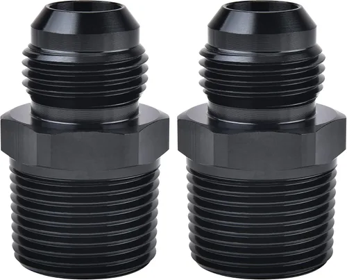Vista 11 de EVIL ENERGY 3AN macho acampanado a 1/4" NPT tubo adaptador de ajuste de 90 grados aluminio negro 2 piezas
