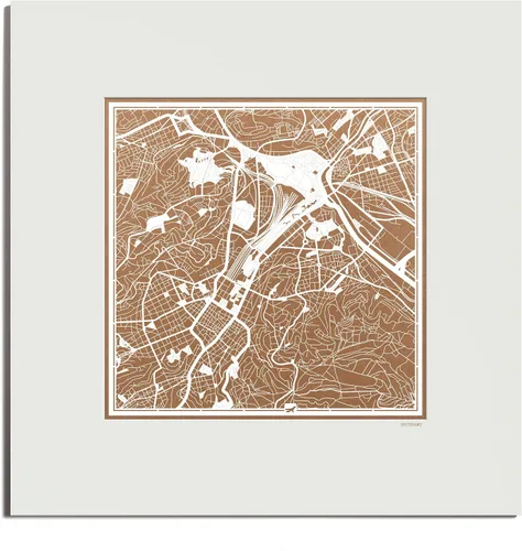 Vista 112 de O3 Design Studio Mapa de corte de papel de París, color negro mate, 20 x 20 pulgadas, arte en papel