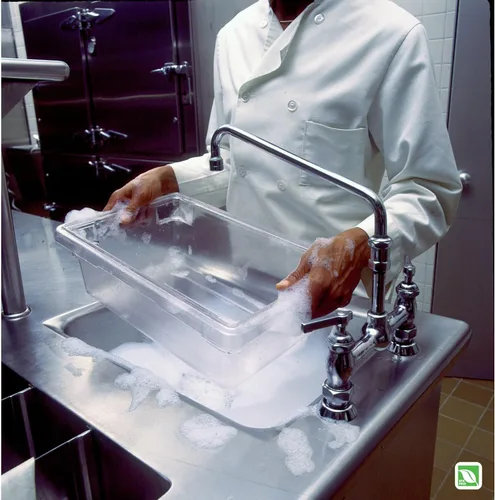 Vista 2 de Rubbermaid Commercial Products Caja/Tote de almacenamiento de alimentos de policarbonato, 3.5 galones, transparente