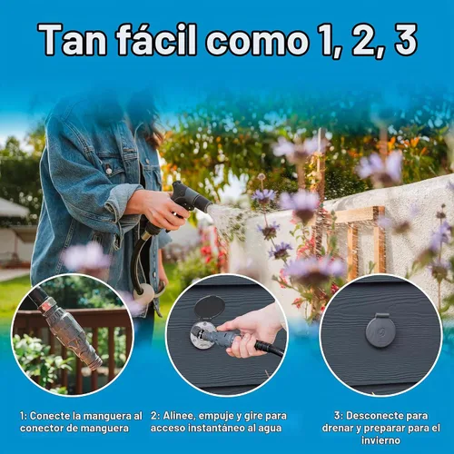 Vista 5 de Aquor House Hydrant V1+ - Grifo para exteriores antiheladas, válvula antisifón con conexión rápida, boquilla de manguera empotrada a prueba
