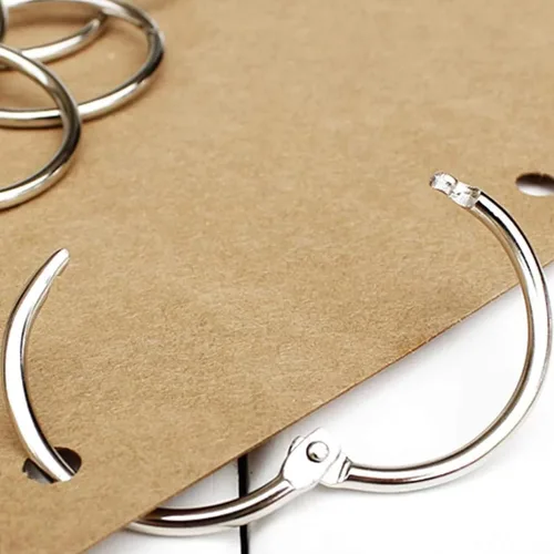 Vista 7 de OWLKELA Paquete de 15 anillos de hojas sueltas de 2 pulgadas, llavero con metal chapado en níquel para tarjetas de índice, ideal para la escuela