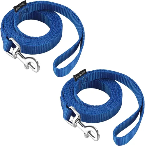 Vista 69 de AMAGOOD 6 pies de correas para cachorros/perros, correa de estilo tradicional resistente con gancho de cuello fácil de usar, correa para perros Negro