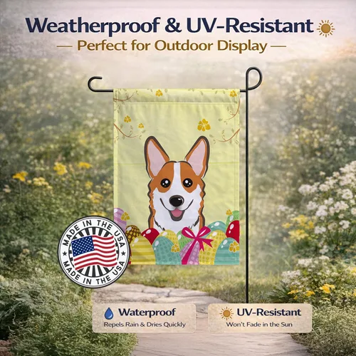 Vista 533 de Caroline's Treasures BB1923GF Bandera decorativa para jardín con diseño de Border Collie, para caza de huevos de Pascua, para jardín, jardín, patio
