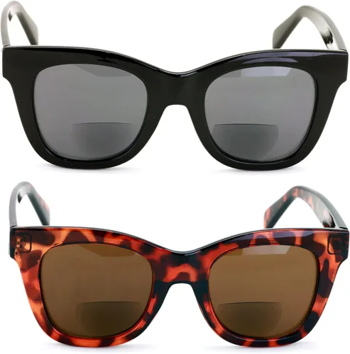 Vista 3 de 2 pares de lentes de sol de lectura bifocales para mujer, grandes, de gran tamaño, atrevidos