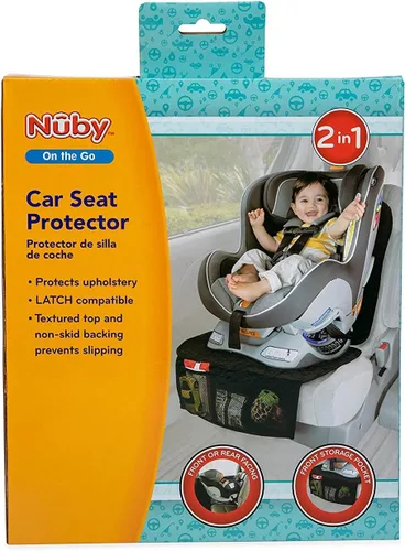 Vista 6 de Nuby Protector de asiento de coche de lujo, alfombrilla negra para usar debajo del asiento de coche del niño