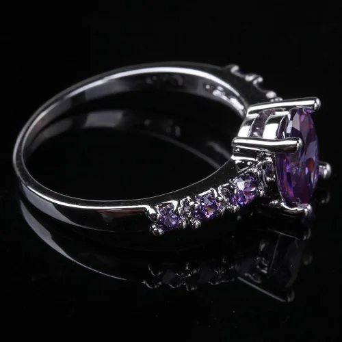 Vista 3 de YAZILIND anillo para boda color púrpura anillo de compromiso para mujer
