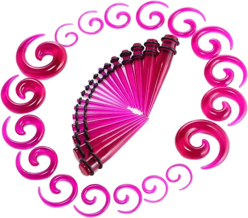 Vista 3 de Yiju Juego de 36 piezas de estiramiento de oídos, tapones de acrílico en espiral para mujeres y hombres, Acrílico, no disponible