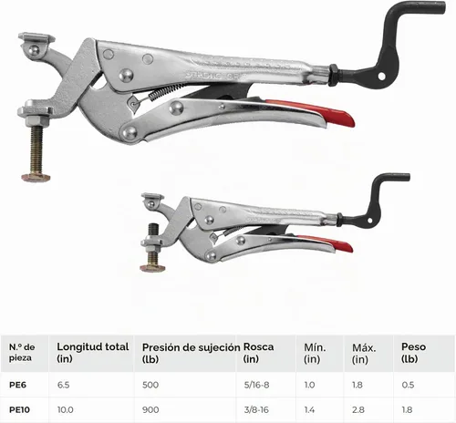 Vista 4 de Strong Hand Tools PE6 Alicates de sujeción de acción inversa Expand-O, presión de sujeción de 500 libras, rango de 1" a 1-3/4", tamaño de 6.5