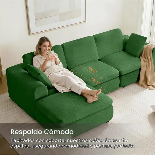 Vista 7 de KISLOT Sofá de nube sin hueso de 108 pulgadas, seccional, no requiere montaje, sofá modular con asiento profundo para sala de estar, sofá