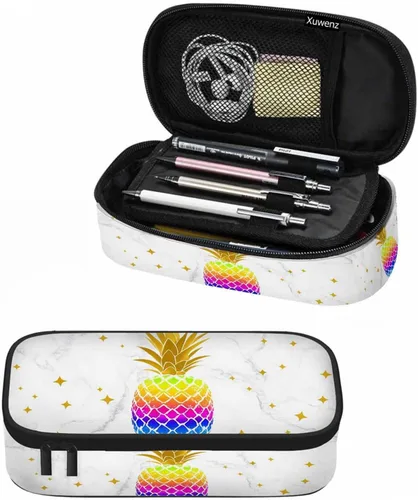 Vista 24 de Estuche organizador de lápices de alpaca, diseño de llama, hojas de animales, caja de papelería, caja de maquillaje, suministros escolares