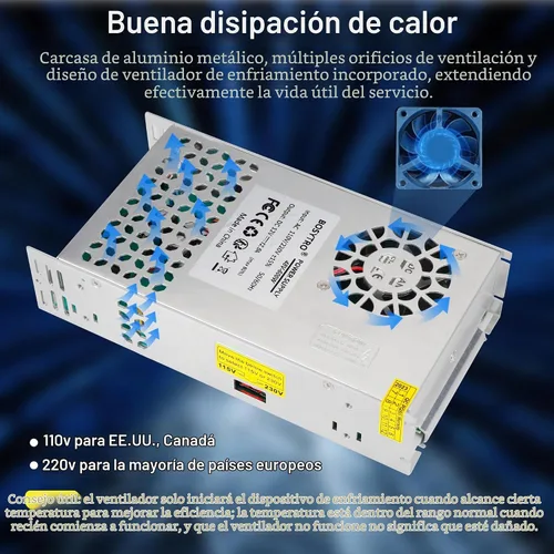 Vista 3 de Fuente de alimentación conmutada de 48V 12.5A 600W DC, conmutación regulada universal AC110V/220V (SMPS), fuente de alimentación de 48 voltios