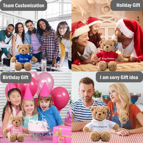 Vista 6 de Oso de Peluche Personalizado, Animal de Peluche, Juguetes de Oso de Peluche con Texto Personalizado + Imagen como Regalos Personalizados