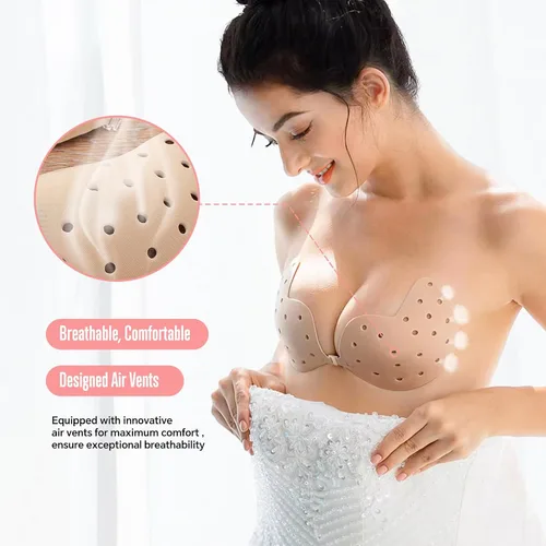 Vista 2 de Sujetadores adhesivos para mujer, brasier sin costuras, brasier adhesivo para pechos para mujer, sujetadores sin tirantes con cubierta de pezón