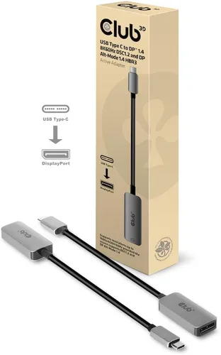 Vista 2 de Club 3D CAC-1567 Adaptador USB Tipo C a DisplayPort™ 1.4 4K 120Hz 8K60Hz DSC1.2 HBR3 M/M