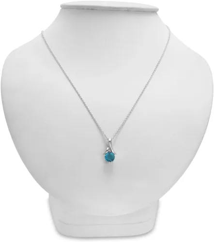 Vista 3 de Collar con colgante de piedra preciosa solitario en plata de ley sobre una cadena de 18 pulgadas, colgante de topacio azul suizo o amatista
