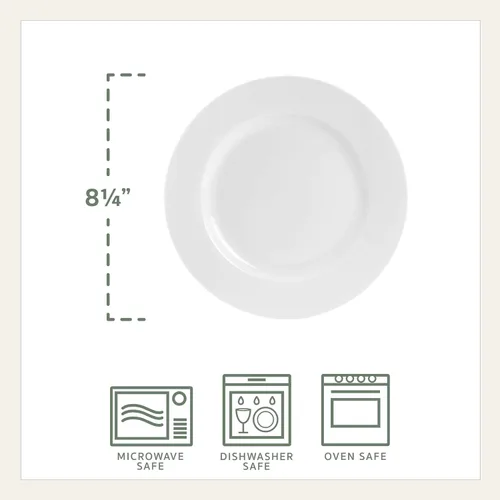 Vista 3 de Everyday White Juego de 4 platos de ensalada con borde clásico, 8.25 pulgadas