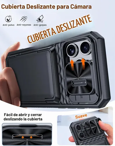 Vista 6 de Vizvera para iPhone 16 Pro Max Funda tipo cartera RFID [Soporte para tarjetas][Control de cámara][Cubierta de cámara] Funda protectora de silicona