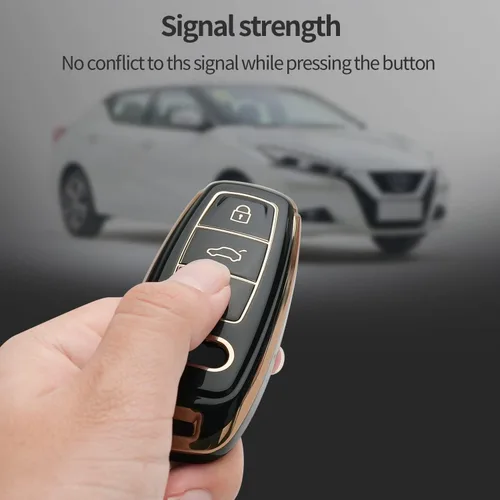 Vista 5 de Funda para llavero Audi para Audi 2018-2022 A6 A7 A8 E-Tron Q8 SQ8, funda de llave inteligente, Negro