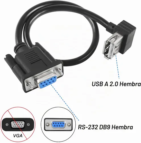 Vista 5 de MEIRIYFA Cable adaptador USB hembra a RS-232 DB9 hembra, USB 2.0 a Serial RS232 DB9 (9 pines) Cable convertidor para caja registradora, módem