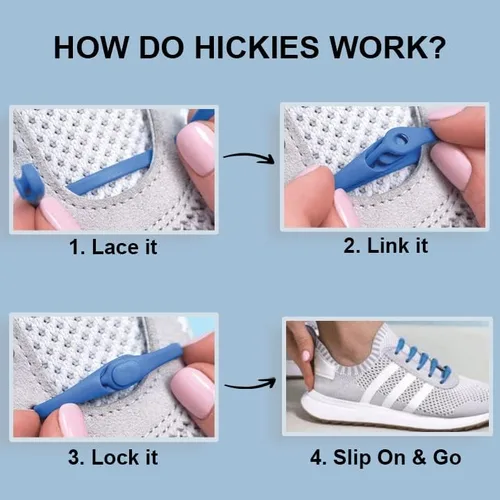 Vista 5 de HICKIES Cordones sin corbata, cordones para zapatos de adultos, elásticos sin ataduras para zapatos deportivos y zapatos planos, talla única, unisex