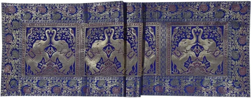 Vista 3 de Camino de mesa tradicional de seda rectangular decorativo, mantel de seda para centro de mesa con diseño floral ético, alfombrilla para mesa 152,4 x