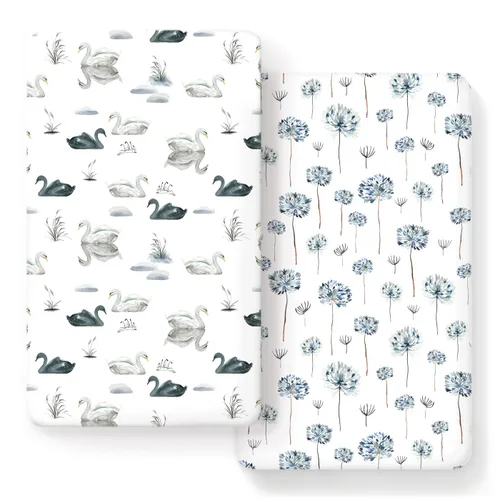 Vista 20 de GRSSDER Juego de 2 sábanas elásticas para cuna para bebé, ultra suaves, universales, se adaptan a la mayoría de las almohadillas de colchón de cuna