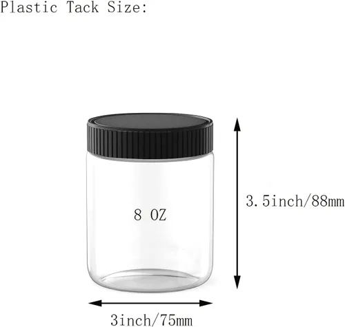 Vista 2 de Tarros de plástico transparente de 8 onzas con tapas negras, recipientes de almacenamiento de cocina recargables para alimentos secos, café, nueces