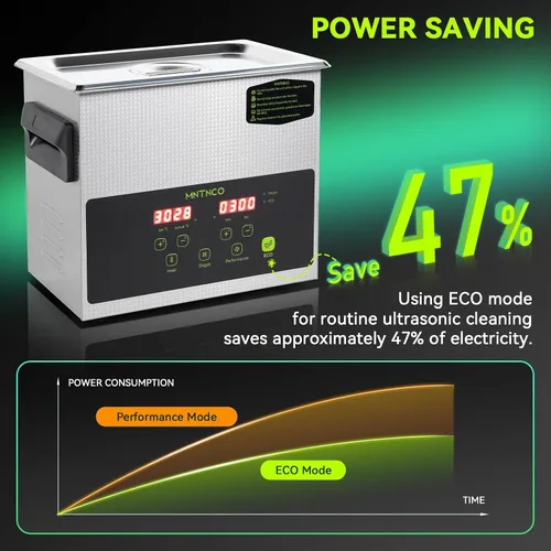 Vista 2 de Limpiador ultrasónico comercial de 3 litros, modo ECO, calentamiento, modo de desgasificación, excelente máquina de limpieza ultrasónica de ahorro