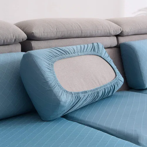 Vista 22 de Protege el cojín del sofá, funda de asiento de silla/sofá biplaza, protectores de cojín de alta elasticidad, poliéster y elastano, protege el cojín