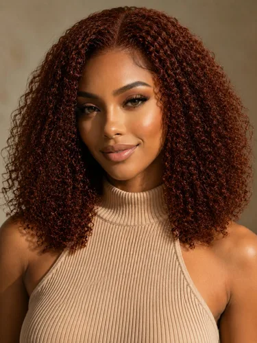Vista 23 de KLAIYI Bye Bye Slip™ Ombre Chestnut Brown Bob Curly Glueless Precut 7x5 Lace Front Wigs Human Hair Side Part Drawstring Pre Plucked Bleached Knots
