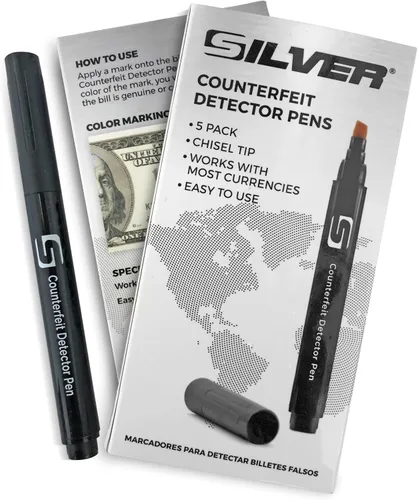 Vista 2 de (5 bolígrafos falsificados) Detector de billetes falsificados con punta de cincel, verificador de dinero, bolígrafo detector detecta facturas