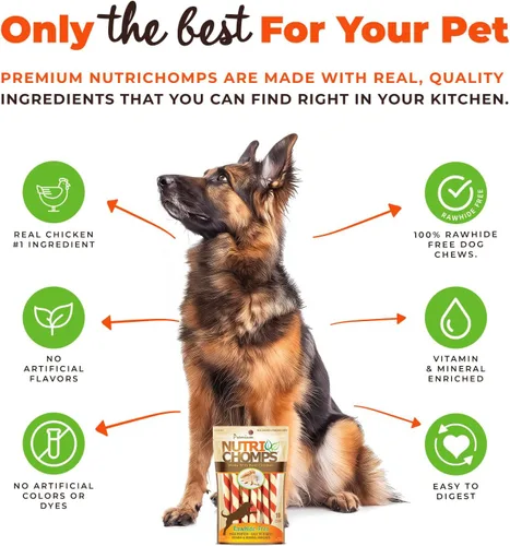Vista 3 de NutriChomps - Golosinas masticables para perros de 5 pulgadas, fáciles de digerir, sin piel cruda, sabor a mantequilla de maní real y sabor real