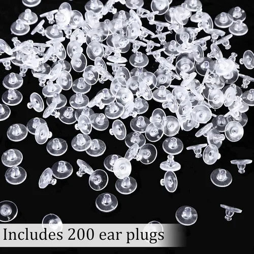Vista 5 de 200 piezas de aretes para orejas caídas, repuesto para parte trasera de aretes para embrague de bala pesada (transparente)