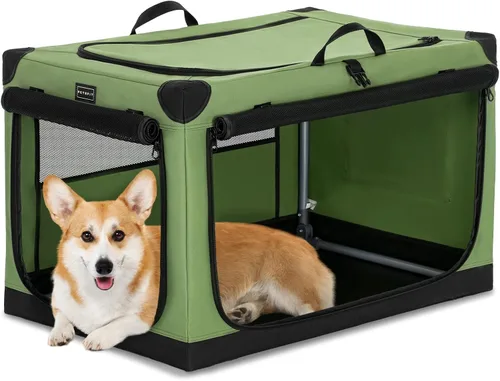 Vista 32 de Petsfit Jaula para gatos – 20 pulgadas ligera, fácil de instalar, resistente jaula portátil para perros, marco ajustable con 3 puertas de malla Verde