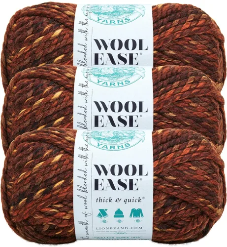 Vista 154 de Lion Brand Yarn - Ovillo de lana Wool-Ease Thick & Quick color fuerza aérea Super Bulky Wool Acrylic Blend Fiber for Soft Hats, Sweaters, Chunky