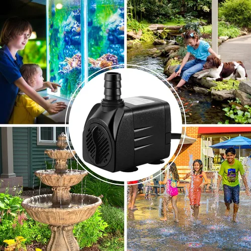 Vista 7 de CWKJ Bomba de fuente, 2 paquetes de bomba de agua sumergible de 400 GPH(25 W 1500 L/H), bomba de agua duradera para fuente al aire libre con tubo