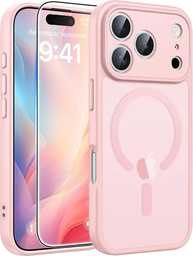 Vista 292 de FNTCASE - Funda para iPhone 16 Pro: magnética, mate, translúcida, de grado militar, protectora contra caídas, resistente, fina, duradera y a prueba