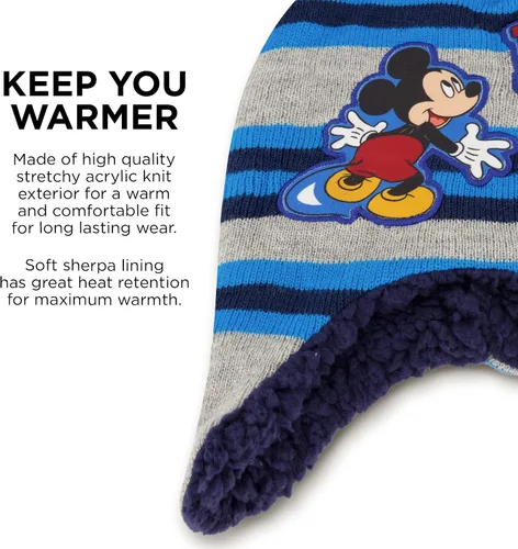 Vista 4 de Disney boys Winter Hat and Mitten Set, Mickey Mouse Toddler Beanie for Ages 2-4