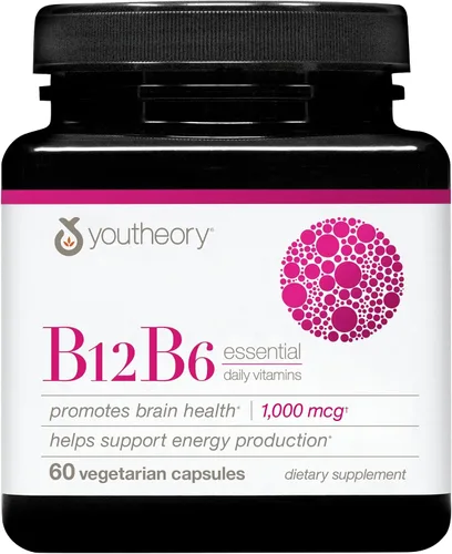 Vista 10 de Youtheory Vitamina B12 B6, suplemento diario de energía y apoyo cerebral, sabor líquido a frambuesa, 12 paquetes de 1 oz de una sola porción