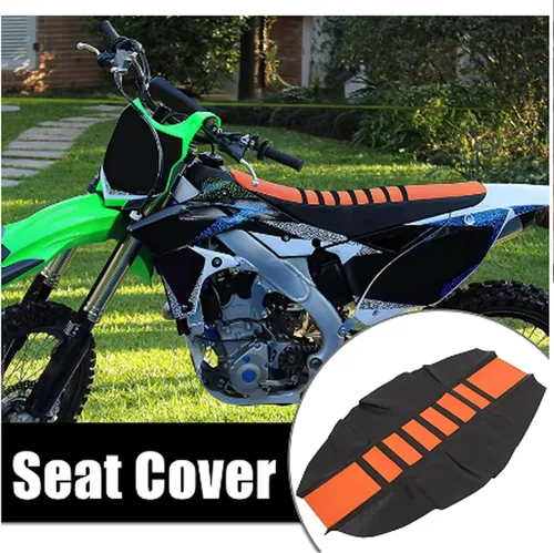 Vista 2 de Funda de asiento universal naranja agarre de goma suave para todas las motocicletas, motocross, SXC125, SXF250, EXC300, 450, 500, KX65, KX85