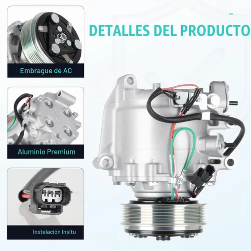Vista 2 de Compresor de CA con embrague de A/C para Honda Civic 1.8L 2012 2013 2014 2015 (modelo Exc Si), se adapta a Acura ILX 2.0L 2013 2014 2015, CO 9779C