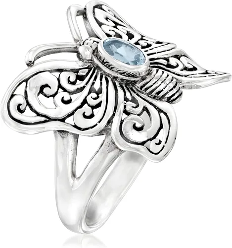 Vista 3 de Ross-Simons Anillo de mariposa de topacio azul cielo de 0.20 quilates en plata de ley, Plata Esterlina, Topacio