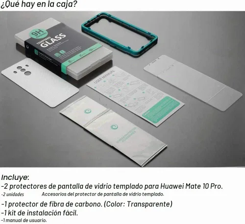 Vista 5 de Ibywind Protector de pantalla para Huawei Mate10 Pro, con 2 piezas de vidrio templado, 1 película de fibra de carbono