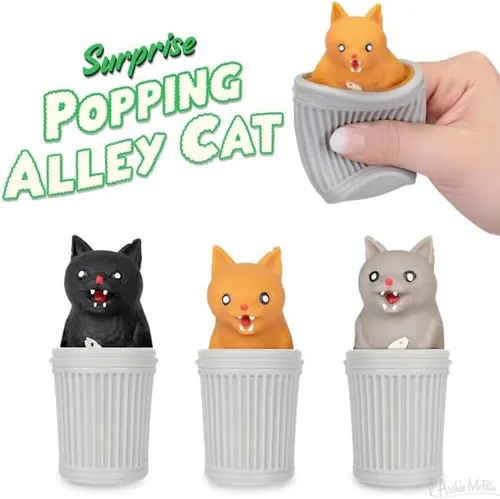 Vista 2 de Accoutrements Archie McPhee - Regalo de broma novedoso: gato sorpresa Popping Alley – Bote de basura al aire libre Sorpresa! Uno por pedido